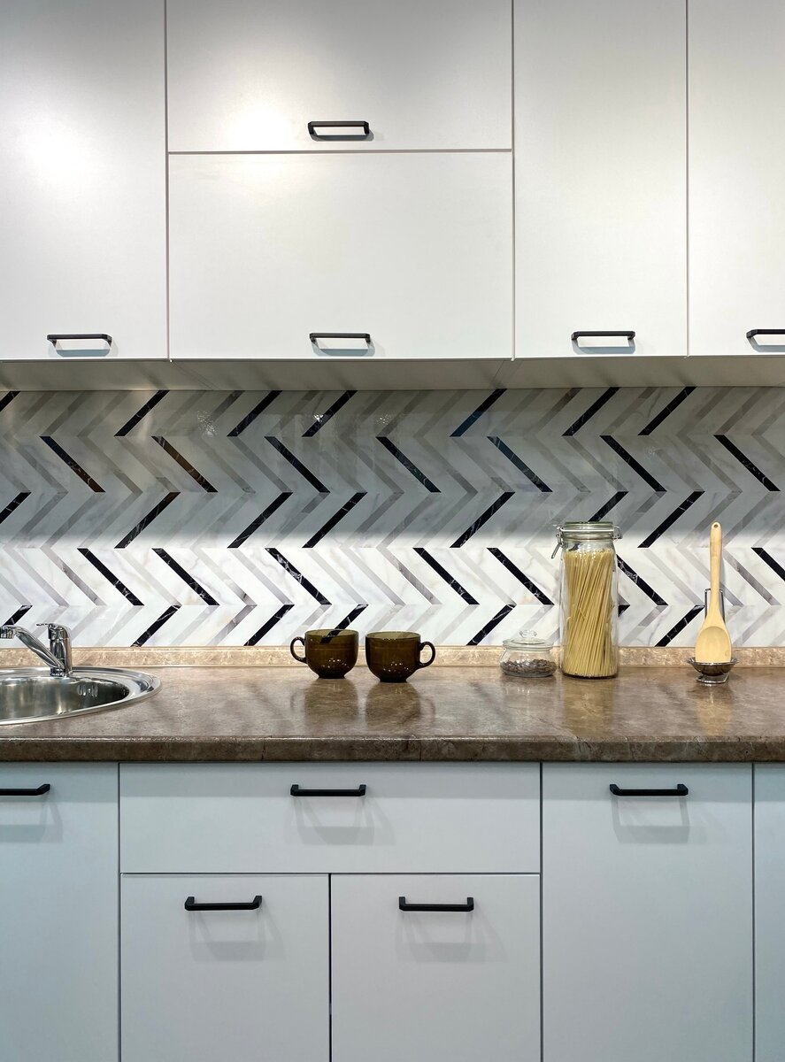 Кухня Флэт в декоре White In 2S