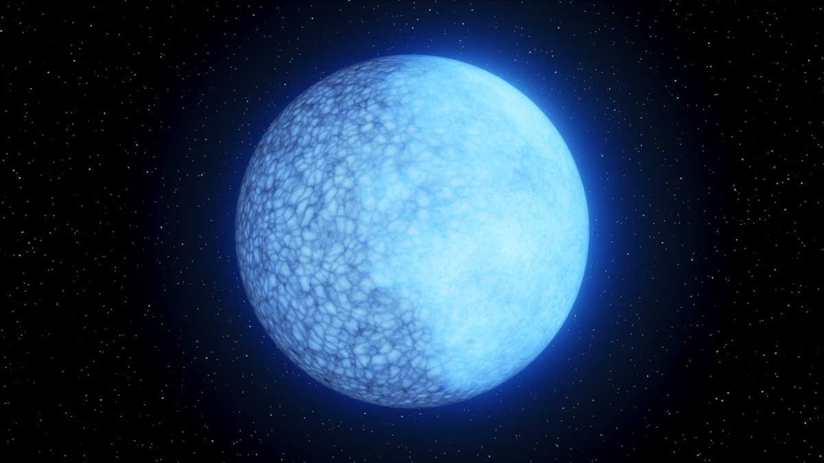 An artist's illustration of the two-faced white dwarf star, Janus.  (Image credit: K. Miller, Caltech/IPAC)