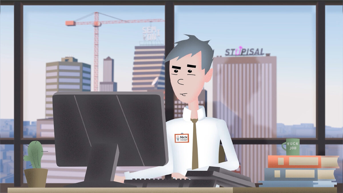 Менеджер по продажам. Кадр из моего короткометражного мультфильма ©Александр Самолюк