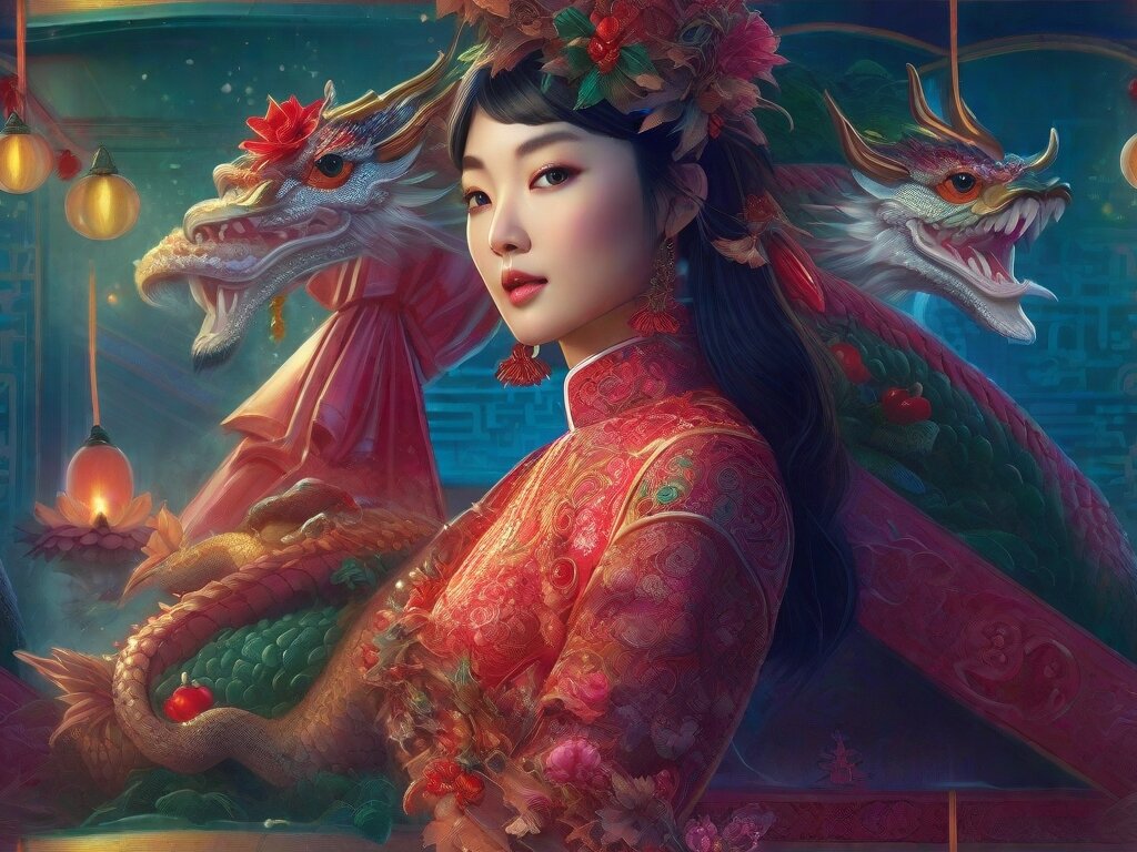 Год дракона что ожидает. Год дракона 2024. Новогодний дракон. Китайский новый год дракона 2024. Китайский новый год 2024 девушка и зеленый дракон.