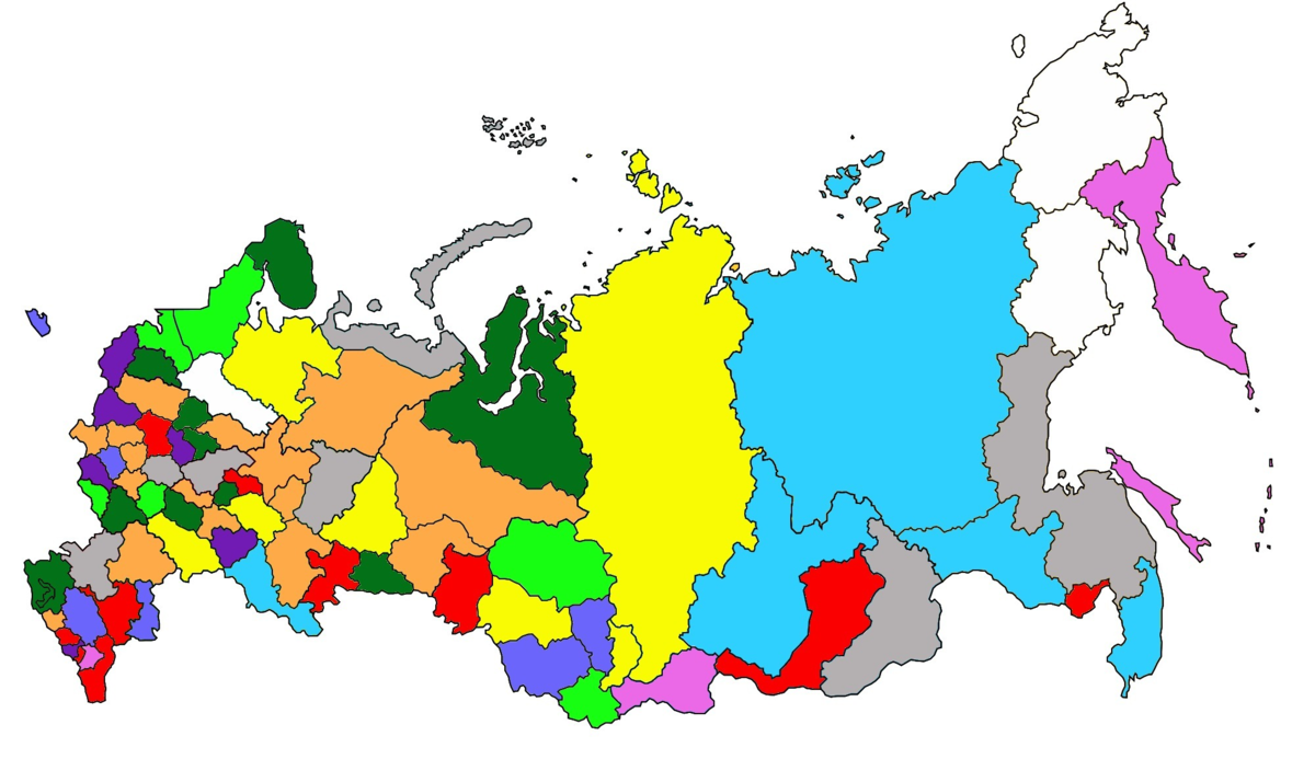 Административная география. Россия регионы карта карта России регион. Карта России с областями без названий. Карта субъектов РФ без названий. Области России на карте России.