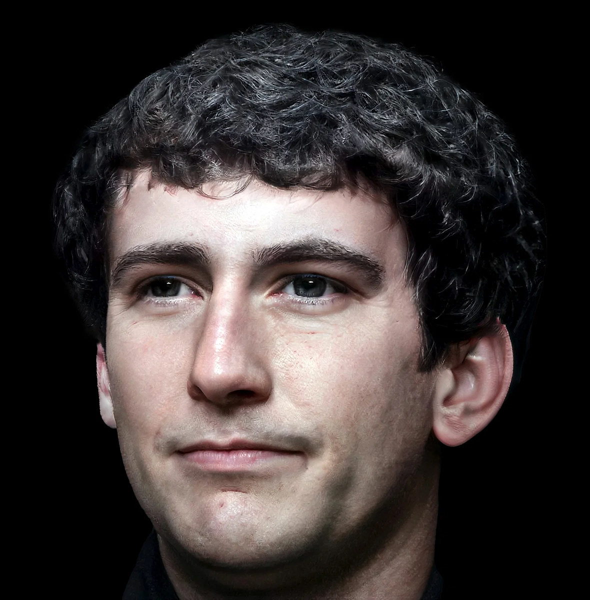 Репродукция лица римского полководца Марка Антония (ок. 83–30 гг. до н. э.), вдохновленная мелкозернистым бюстом из желтого мрамора, датируемым периодом Флавиев (69–96 гг. н. э.).