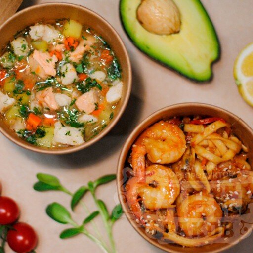 Уха Донская и удон с креветками