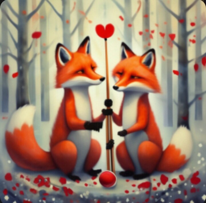 Любовь, барабанные палочки, две лисы (в приложении Шедеврум)