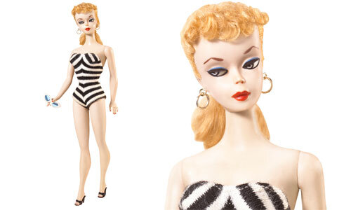 Кукла Барби образца 1959 года. Тогда она стоила 3 $, сейчас кукла этого года производства стоит более 10000 $