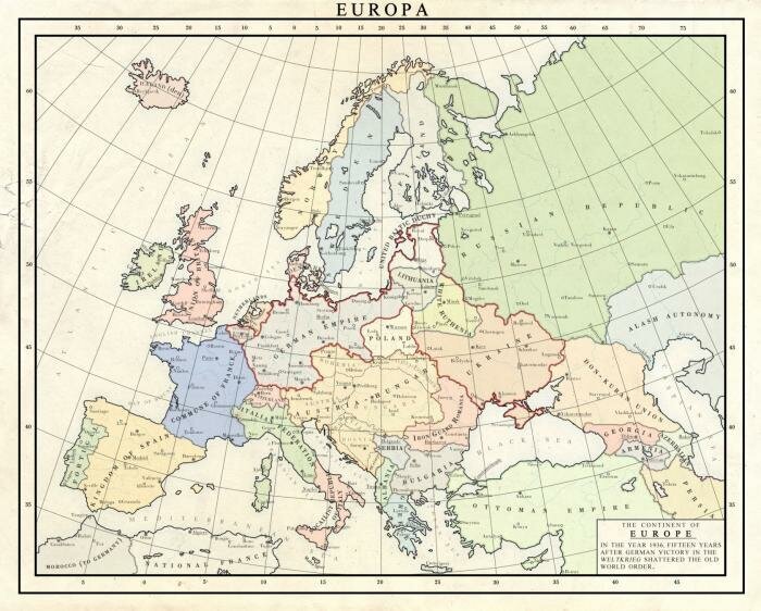 Карта Европы после победы Германии