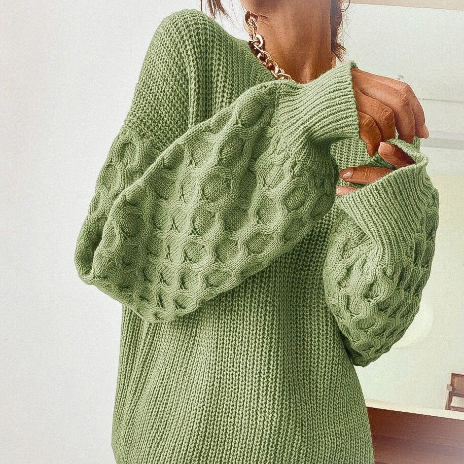 Фисташковый джемпер с рельефными "сотами"