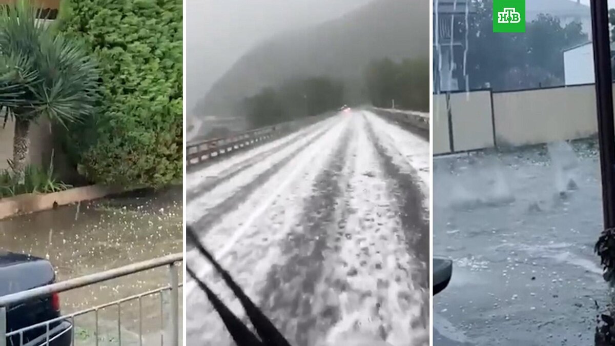    После залповых ливней на Сочи обрушился град с куриное яйцо