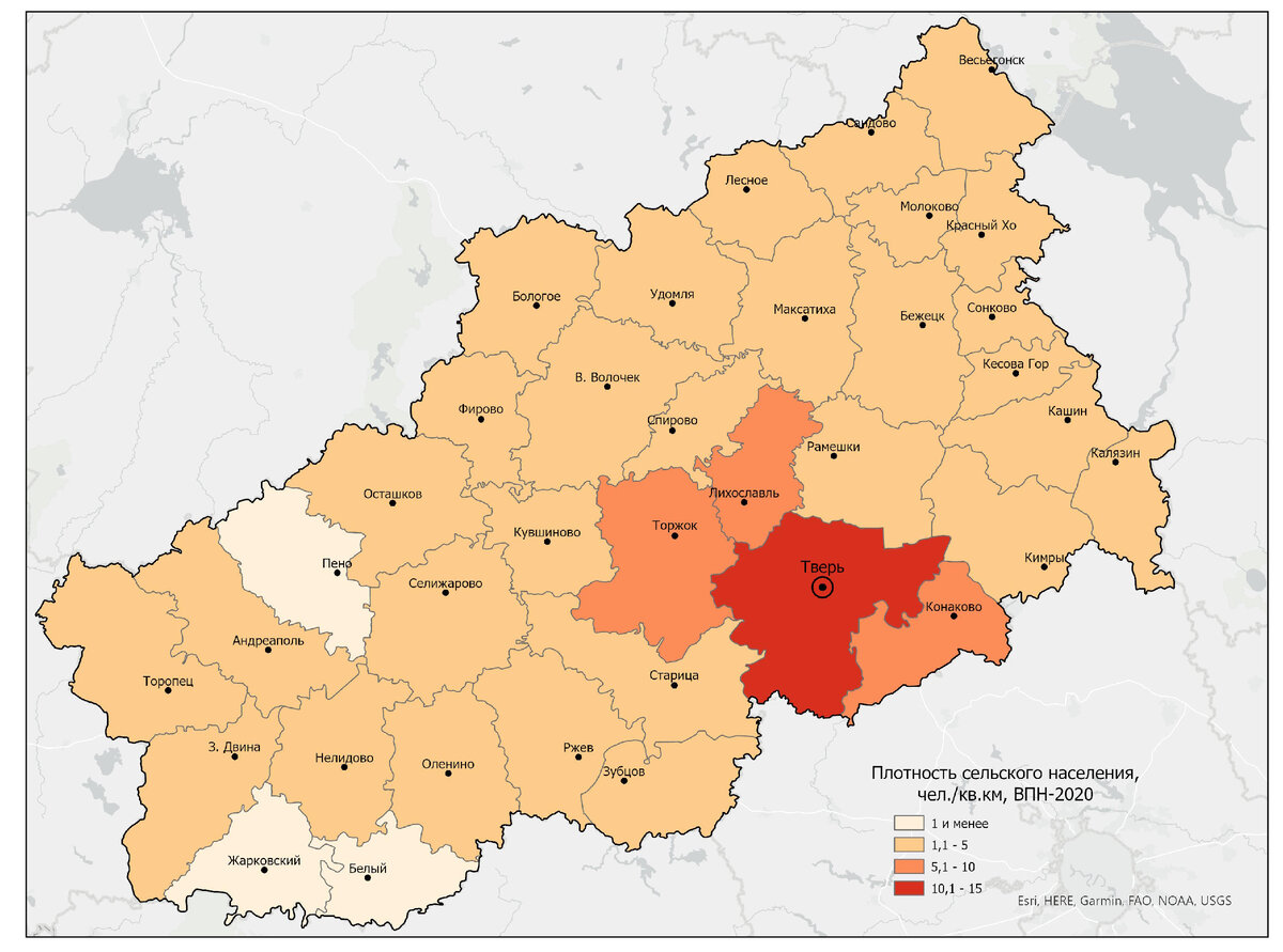Плотность сельских поселений