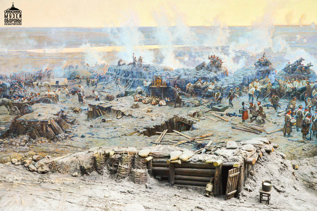 Панорама «Оборона Севастополя 1854-1855 годов». Фрагмент 1954 г. Холст, масло.