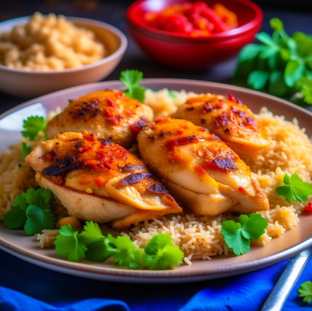 Плов из курицы, риса и булгура