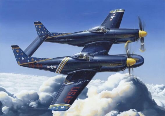 Реконструкция полета истребителя F-82F с авиабазы Митчелл, 1949 г.