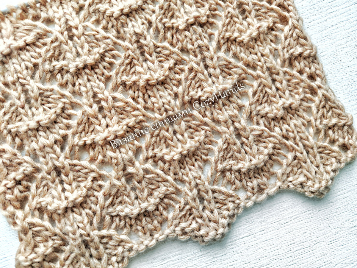 Ажурный узор для вязания джемпера, палантина, косынки, туники