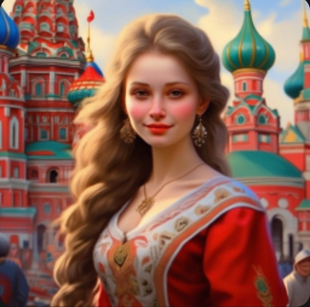 Женственна, добра, хорошо сложена, нарядна и это все о ней, России)