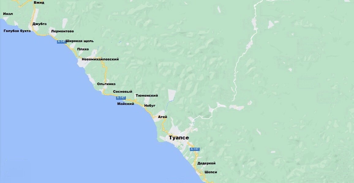 Где находится ольгинка на черном море карта побережья