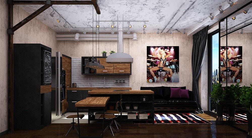 Кухня в стиле лофт