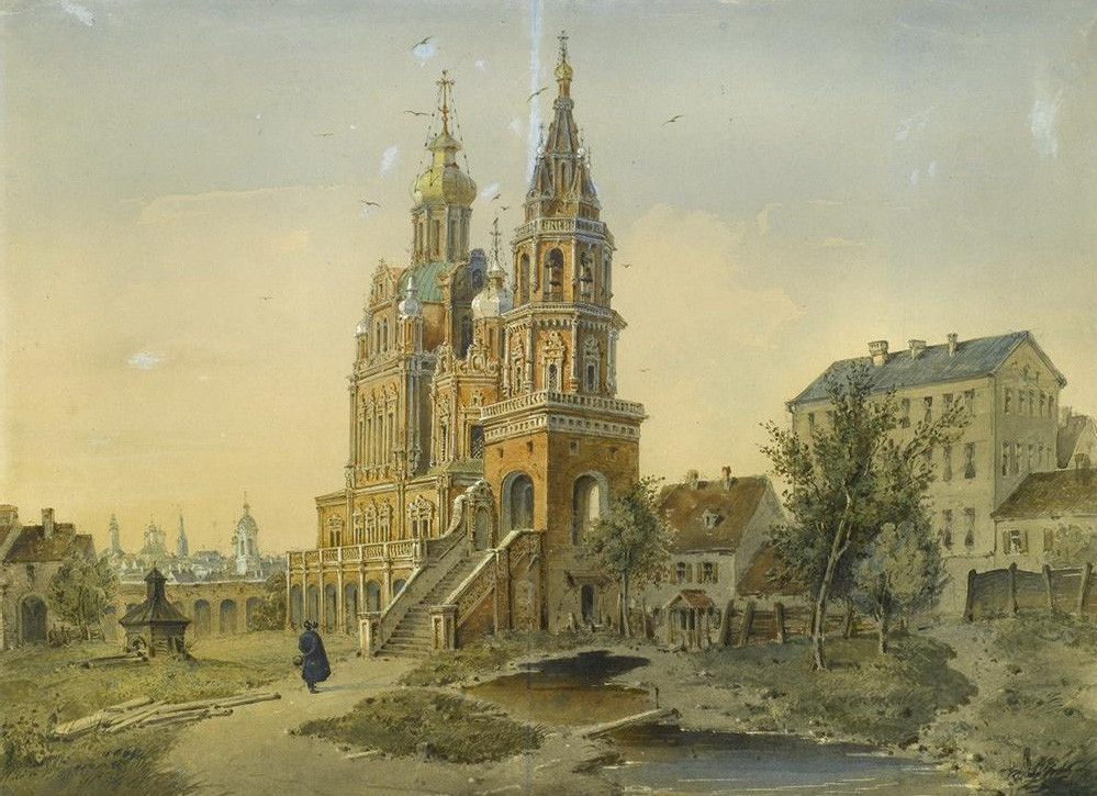 Церковь Успения на Покровке. Рисунок А. Вейса 1845 г.