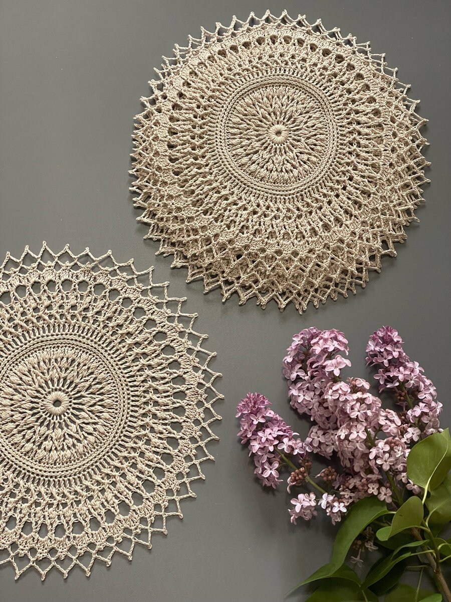 Набор из шести салфеток из хлопка в цвете «Жемчуг» диаметром 30 см.