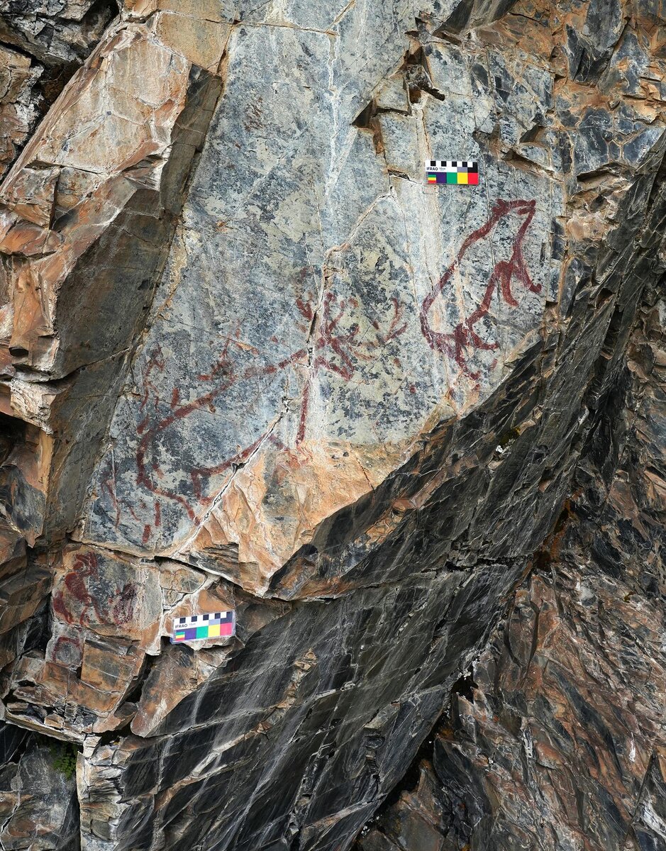 Наскальные рисунки эпохи палеолита, недавно обнаруженные в Хайдзишане, Тибетская автономная префектура Гарзе, провинция Сычуань. (ФОТО ПРЕДОСТАВЛЕНО CHINA DAILY)