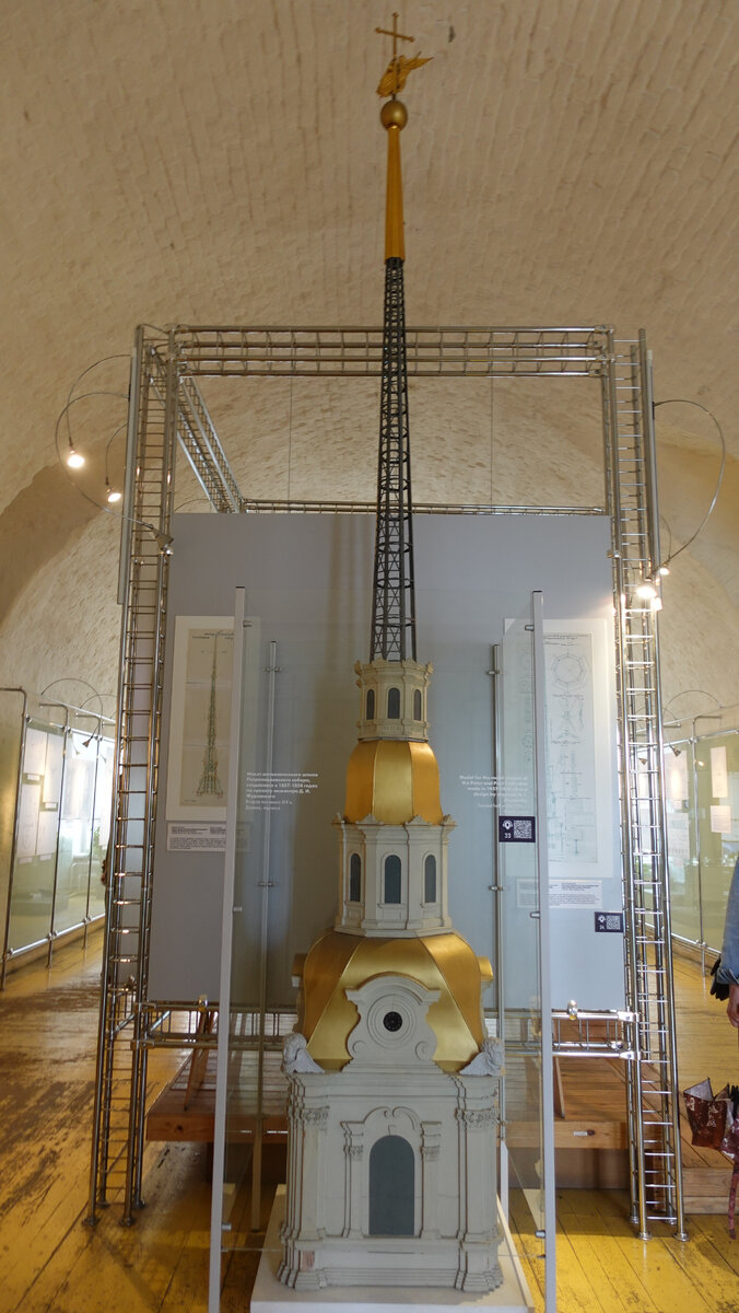 Макет металлического шпиля Петропавловского собора, созданного в 1857-1858 годах по проекту Д. И. Журавского. 2 п-на XIX века. Экспозиция "История Петропавловской крепости" в Невской куртине 