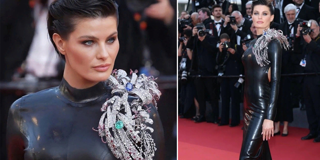 Китайская брошь-эполет на бразильской модели: таких гигантских размеров Канны еще не видели!