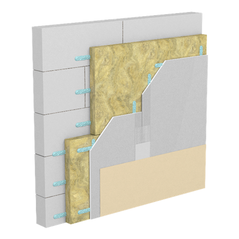 Бескаркасная клеевая система внутренней звукоизоляции стен/перегородок с применением плит из каменной ваты