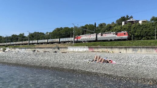 Поезда на черноморском побережье. Станция Якорная щель, Северо-Кавказская железная дорога