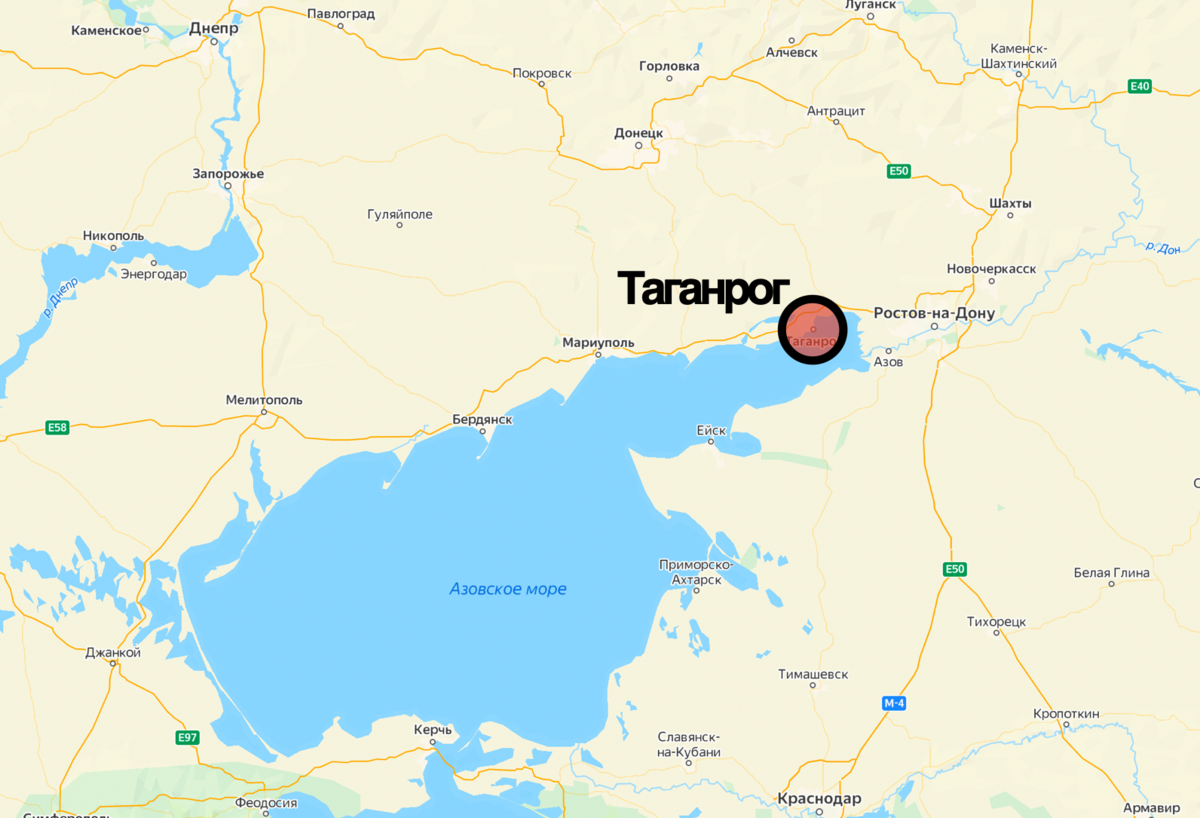 Таганрог – это рядом с Ростовом-на-Дону, на берегу Азовского моря 