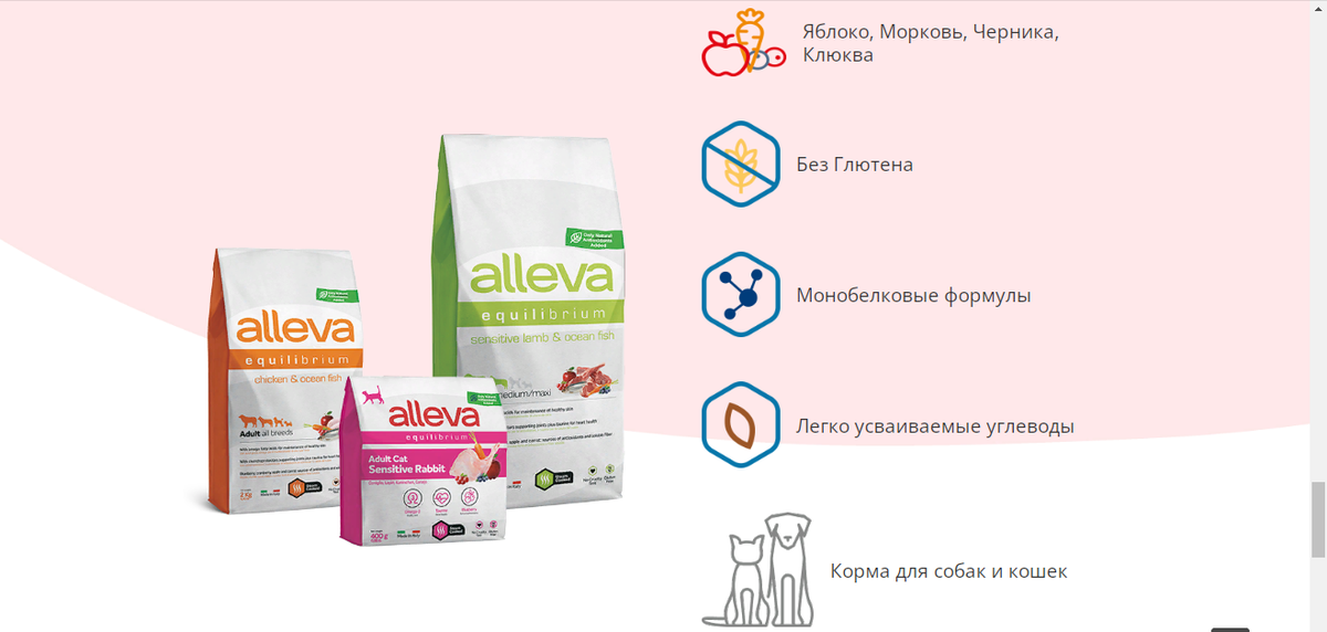 скриншот с официального сайта ALLEVA
