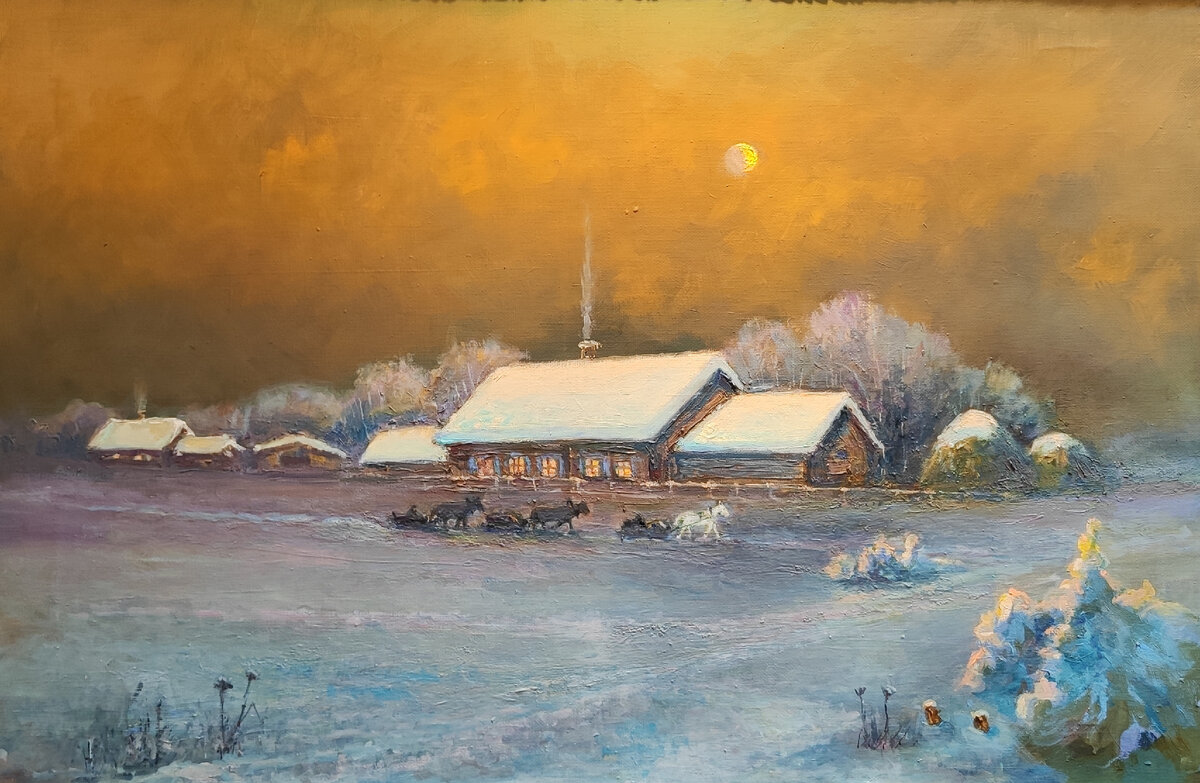 А.А. Леонов. Село Листвянка. Зимний вечер