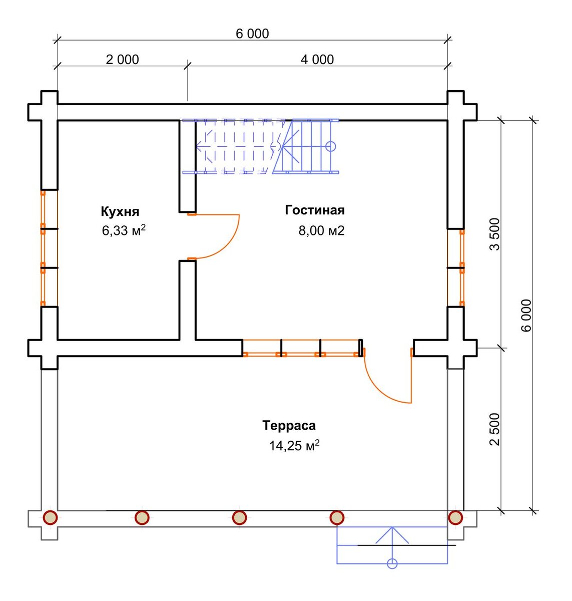 Дом из сруба 6 на 4 планировка