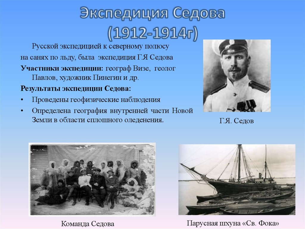 Знаменитые экспедиции. Экспедиция г.я. Седова (1912-1914). Экспедиция Георгия Седова к Северному полюсу. Экспедиции г. Седова 1912. Экспедиция г.я. Седова на Северный полюс.