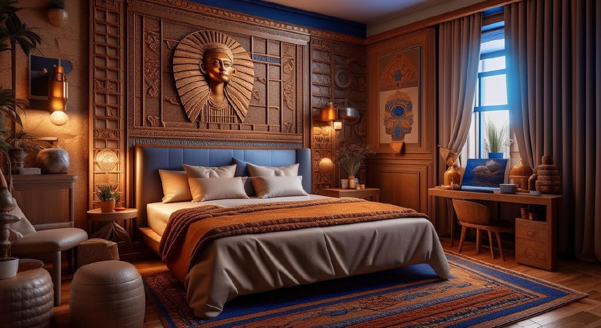 Дизайн спальни в египетском стиле