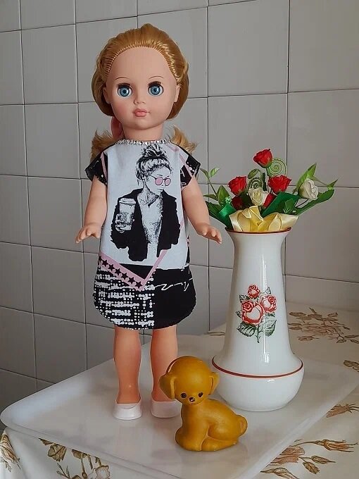 "Утро в стиле капучино" - летнее платье для куклы Милы. Июнь, 2023.