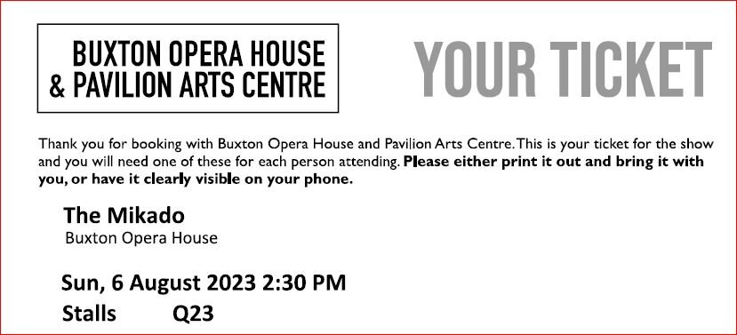 Мой билет в Оперный театр на 6 августа в 14.30, место Q23 в партере, стоит билет 2 700 руб.