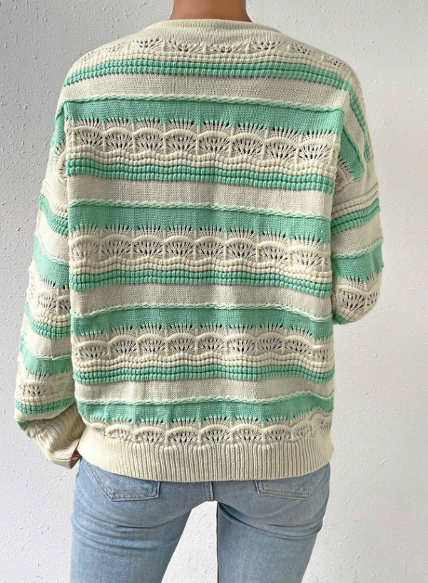 Полосатый пуловер с миксом узоров.. Обсуждение на LiveInternet ...