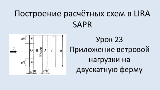 Построение расчётных моделей в Lira Sapr Урок 23 Приложение ветровой нагрузки на стропильную ферму