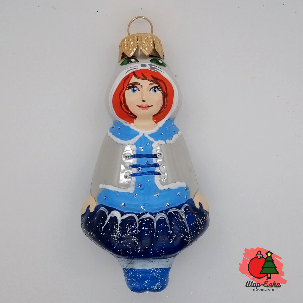 Ёлочная игрушка "Девочка - Лиса" (Эвис) в серебристом