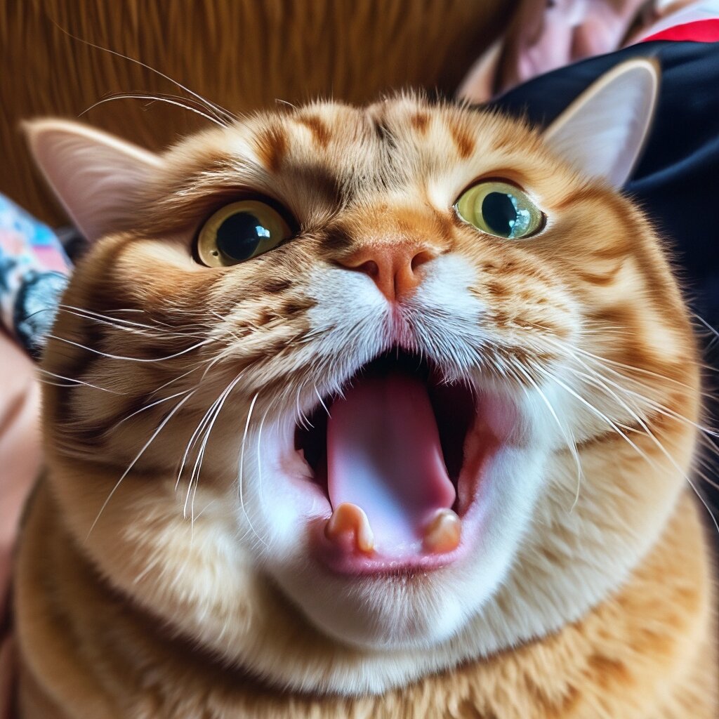 Кот с открытым ртом