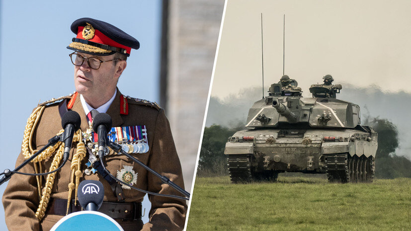     Начальник Генштаба британских ВС генерал Патрик Сандерс / танк Challenger 2 Gettyimages.ru Cem Tekkesinoglu/Anadolu Agency, Wirestock