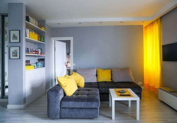 Дизайн однокомнатной квартиры 35 кв. м в современном стиле. Фото проекта