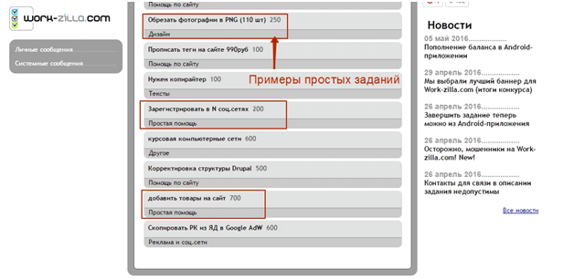 Так выглядят простые задание