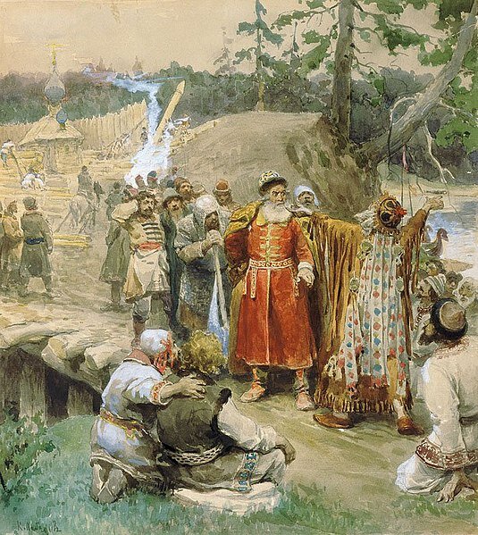 Клавдий Лебедев "Освоение русскими новых земель", 1904 г., бумага, акварель.