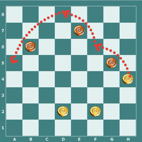 На примере разбираем правила взятия шашек соперника в русских шашках.-2