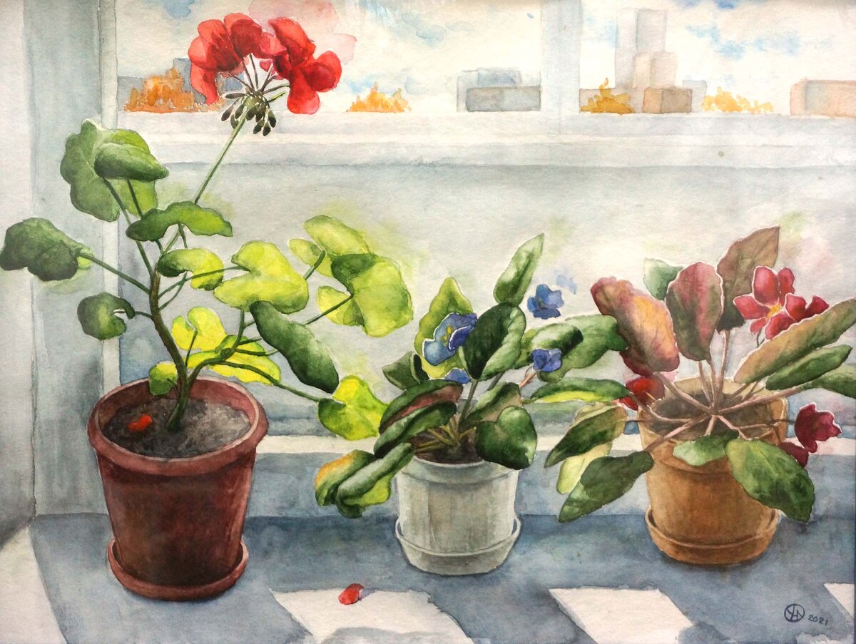 Ушакова Надежда Солнечный день 30х40 бум акварель 2021 г  