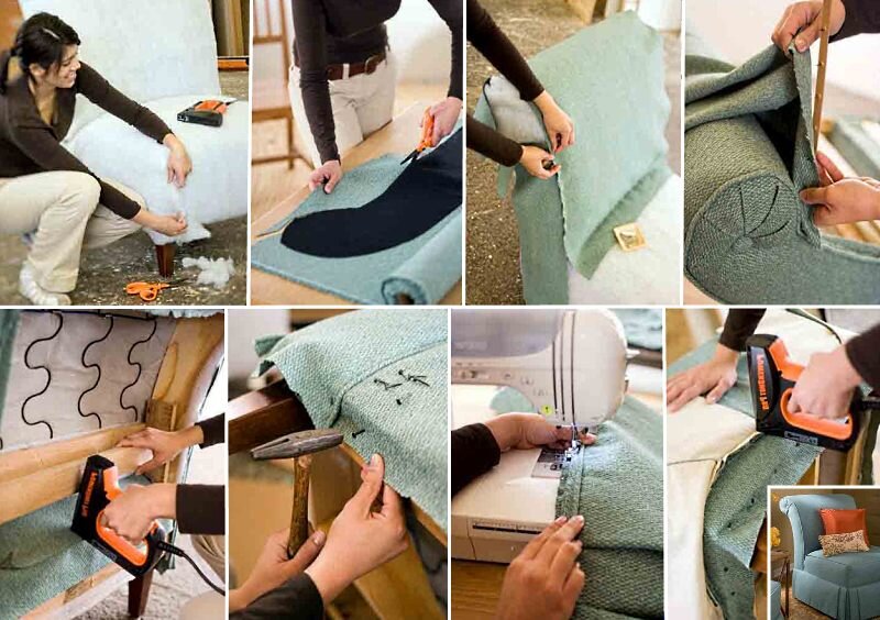 Как перетянуть мягкую мебель своими руками