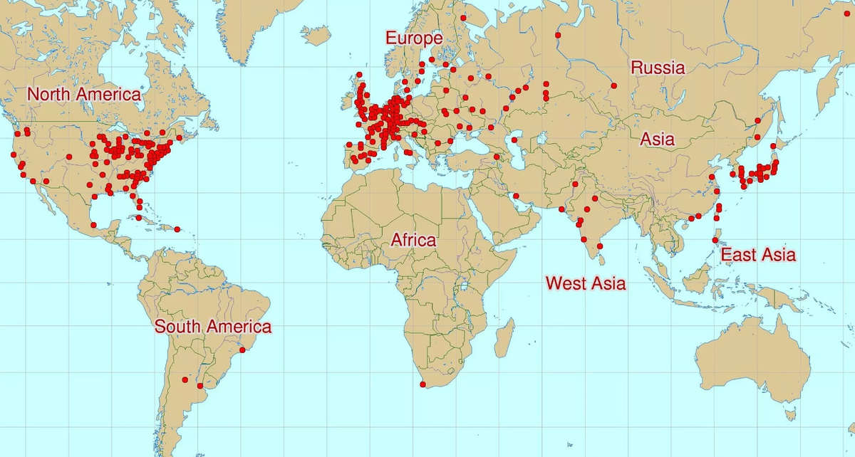 Карта ядерных электростанций мира