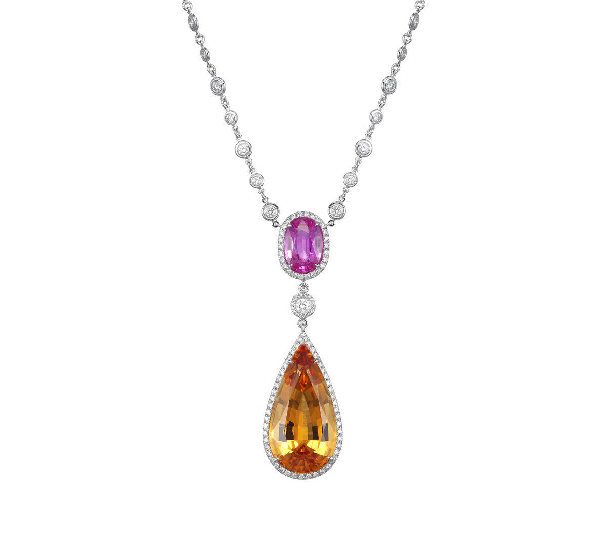 Кулон Chopard Temptations из белого золота с бриллиантами, сапфиром и топазом