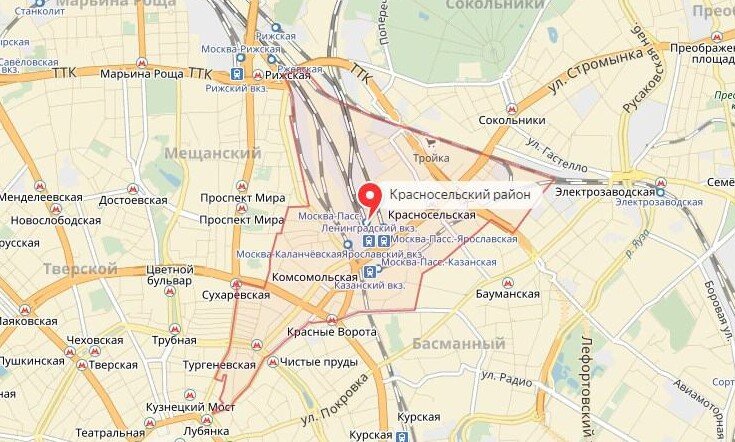 Красносельский район на карте