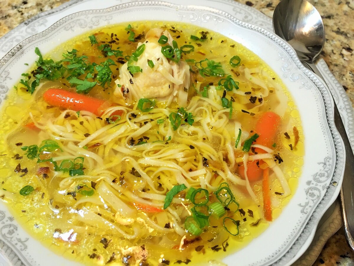 Густой куриный суп с овощами и спагетти, пошаговый рецепт на ккал, фото, ингредиенты - Yloris